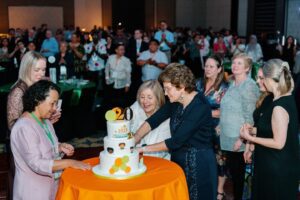 The cutting of our 20th birthday cake